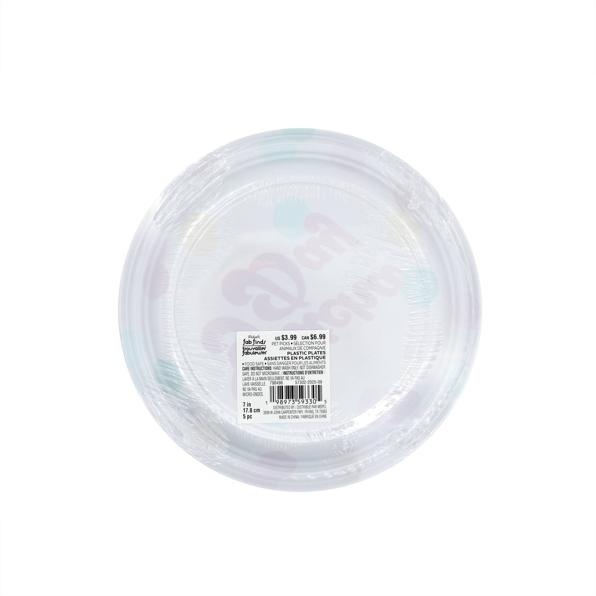 Assorted Pet Picks 7" Pet Party Plastic Plates, 5pc. by Fab Finds